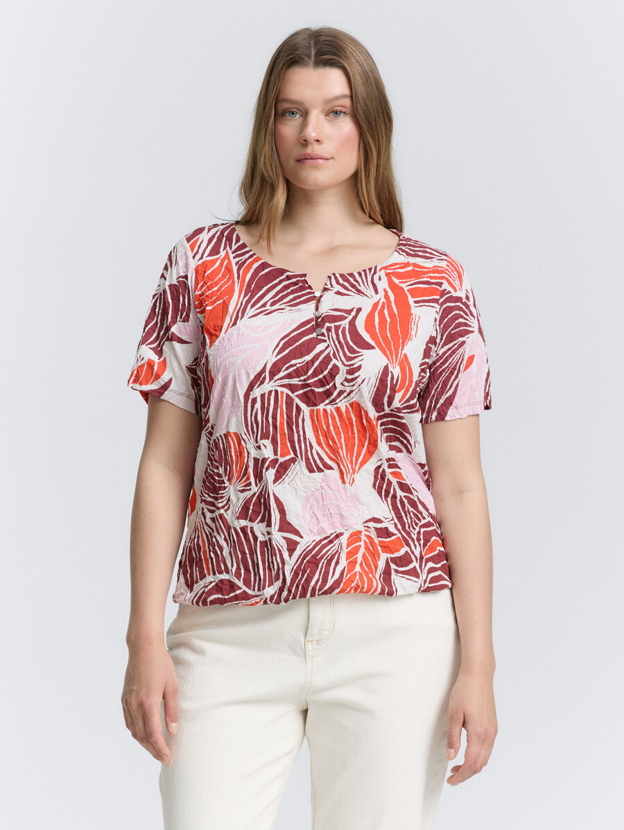 t-shirt froissé grande taille à motifs