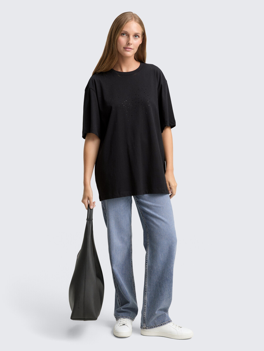 t-shirt oversize orné de strass