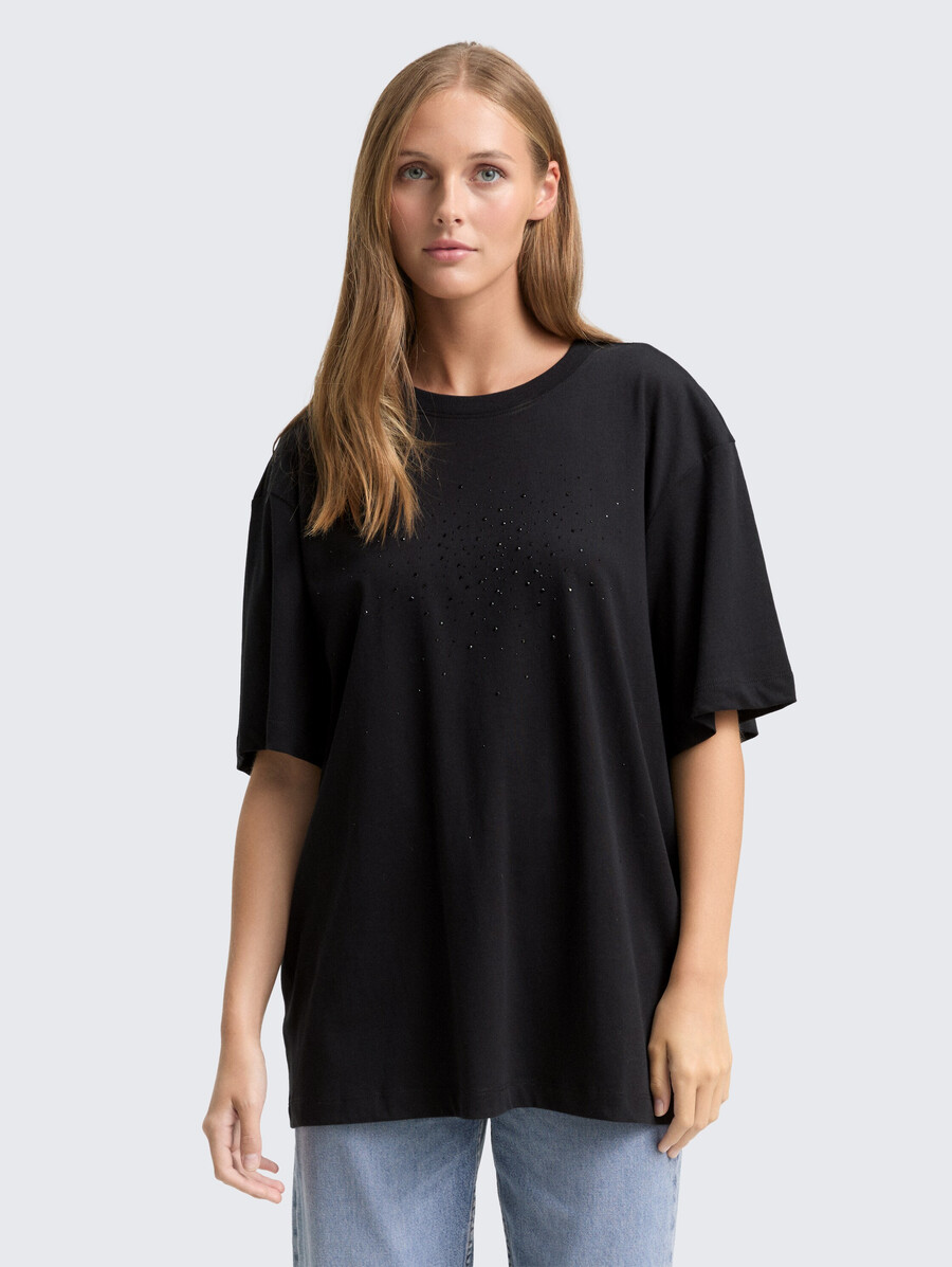 t-shirt oversize orné de strass