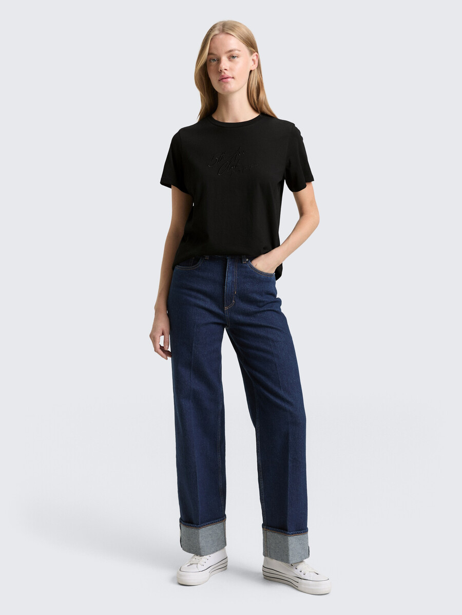 t-shirt ample avec broderie pailletée