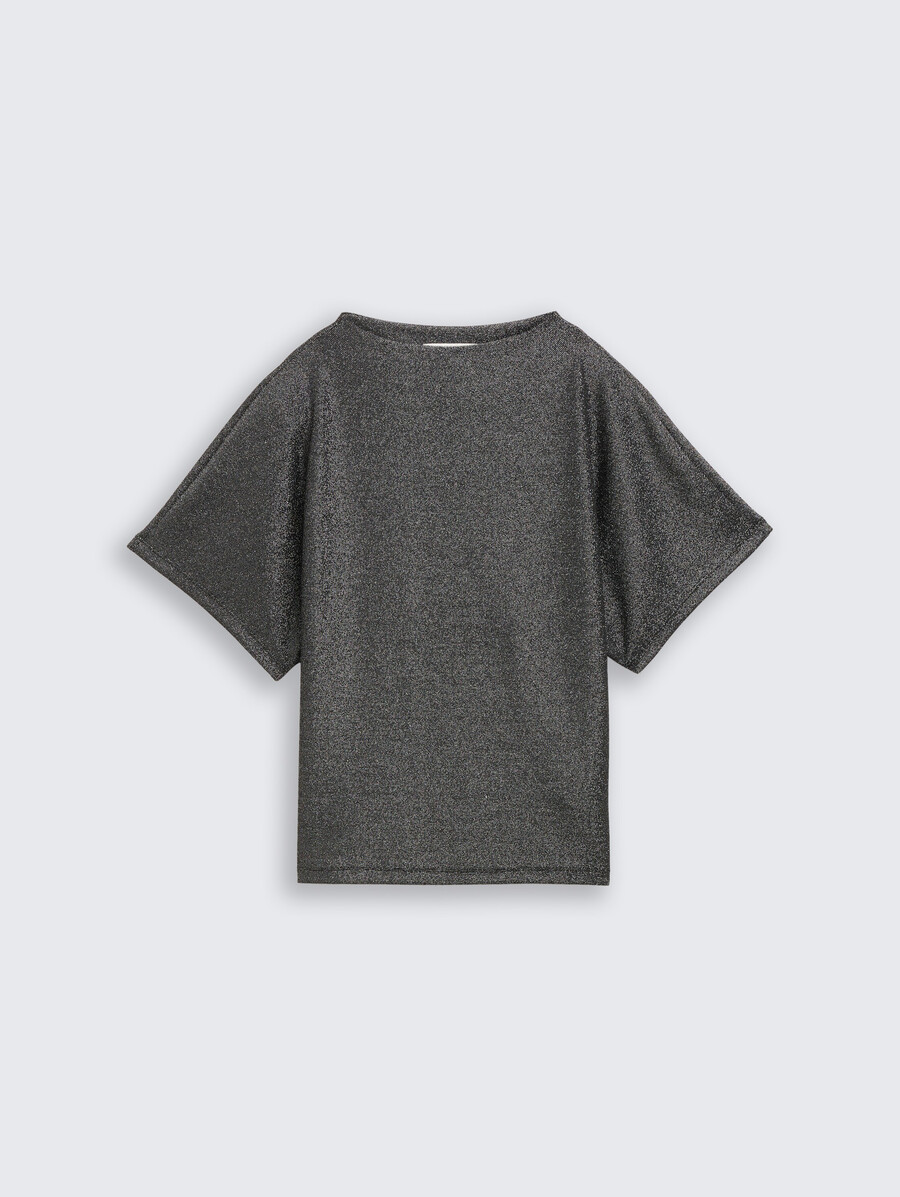 t-shirt à paillettes avec manches chauve-souris