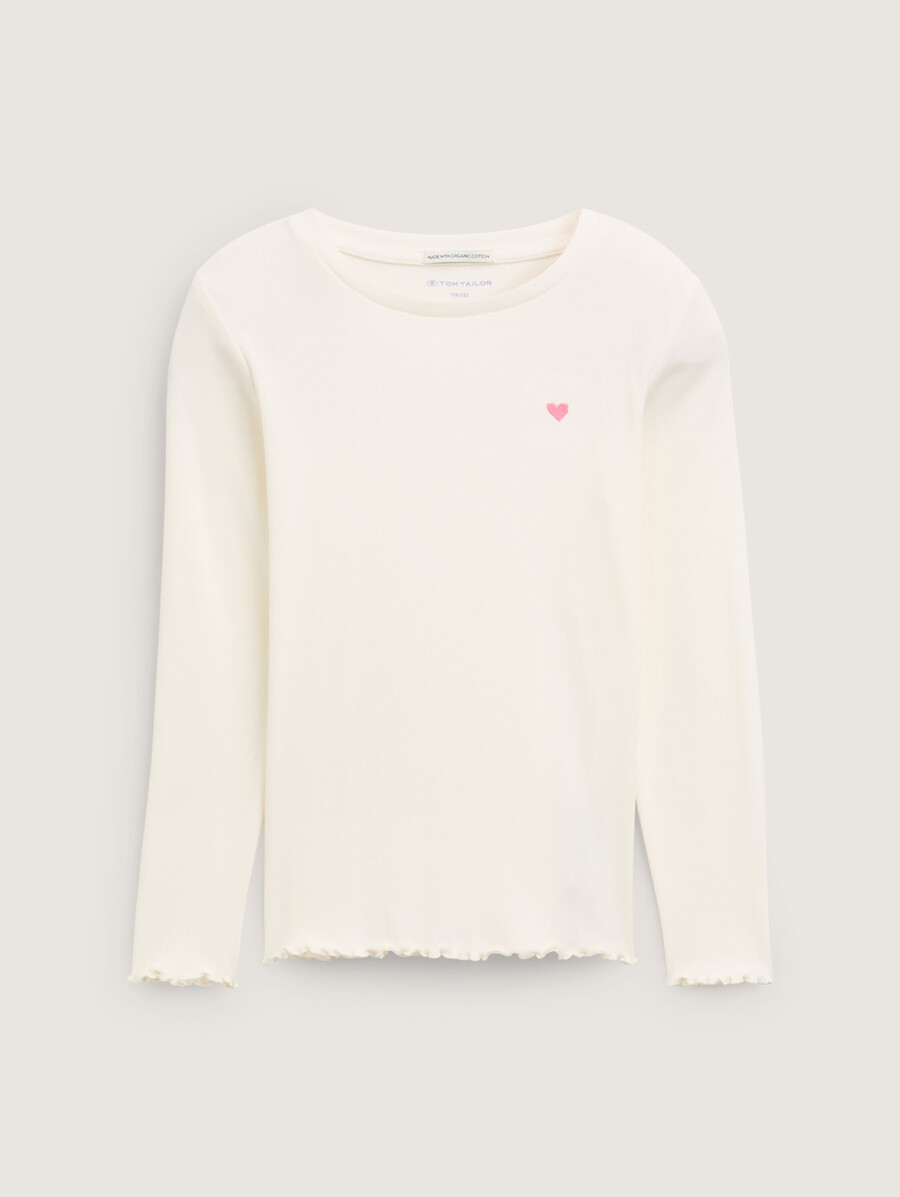 chemise côtelée à manches longues avec broderie