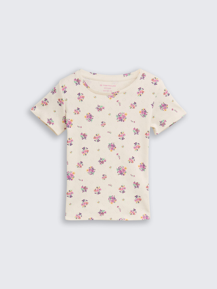 t-shirt ajour à motif floral