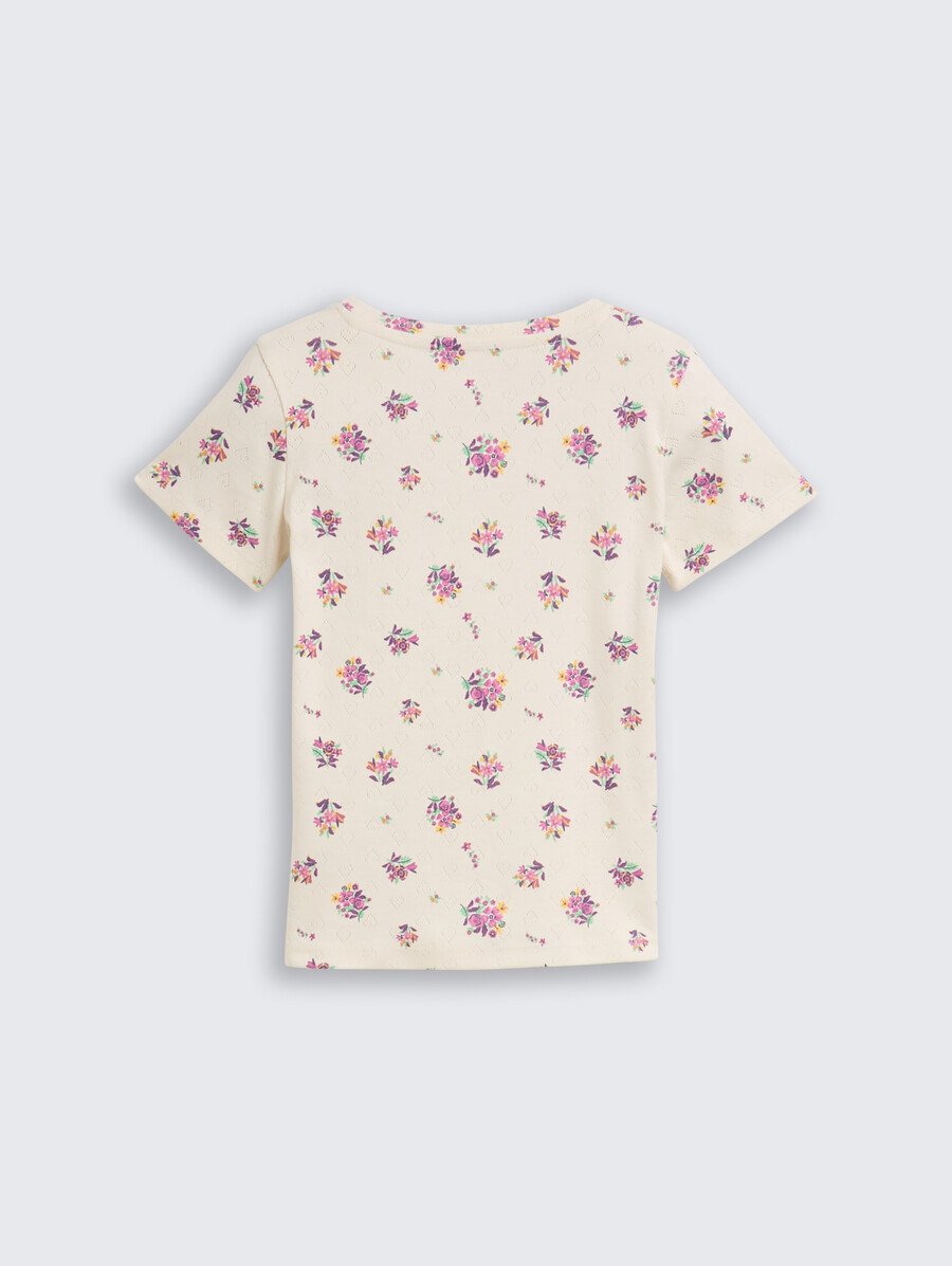 t-shirt ajour à motif floral