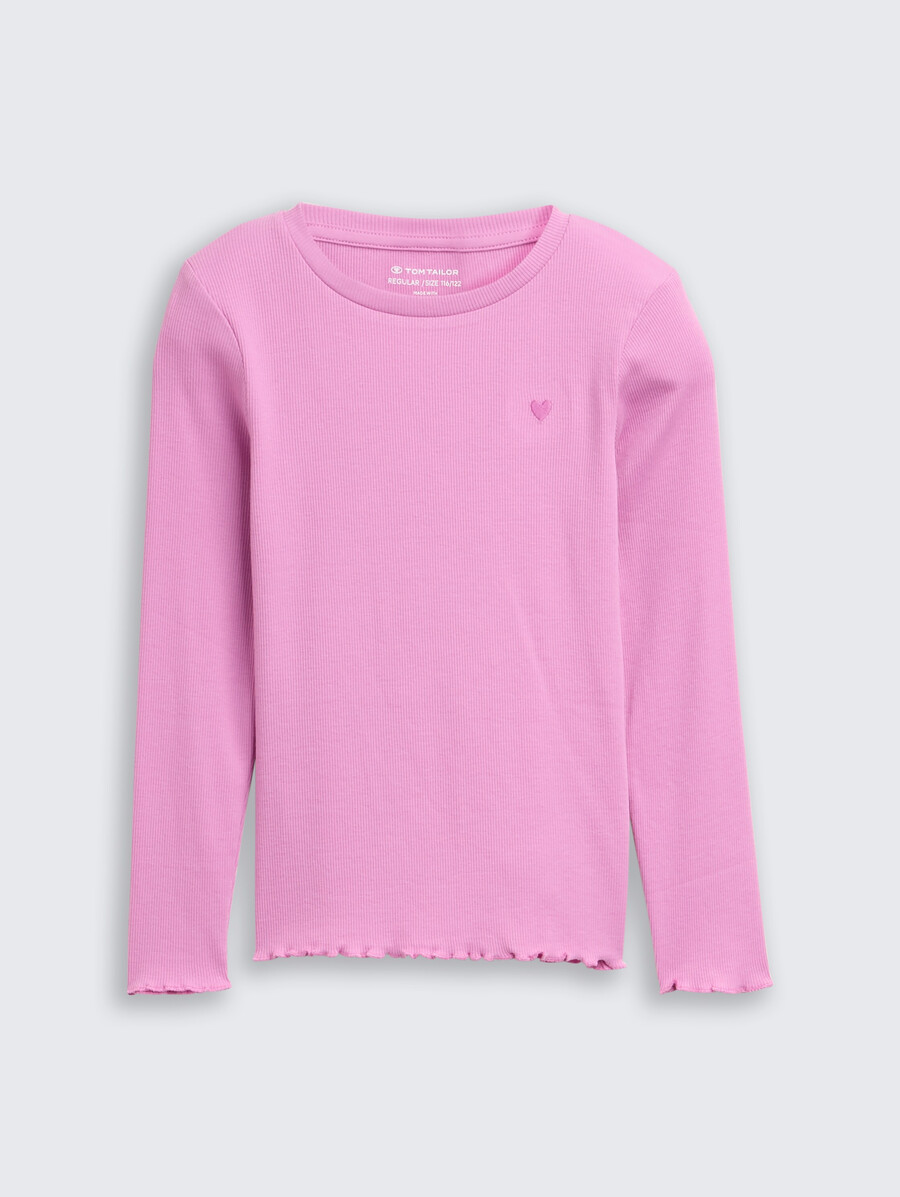 chemise côtelée à manches longues avec broderie