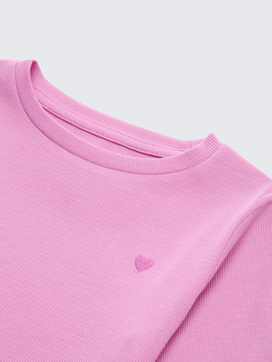 chemise côtelée à manches longues avec broderie