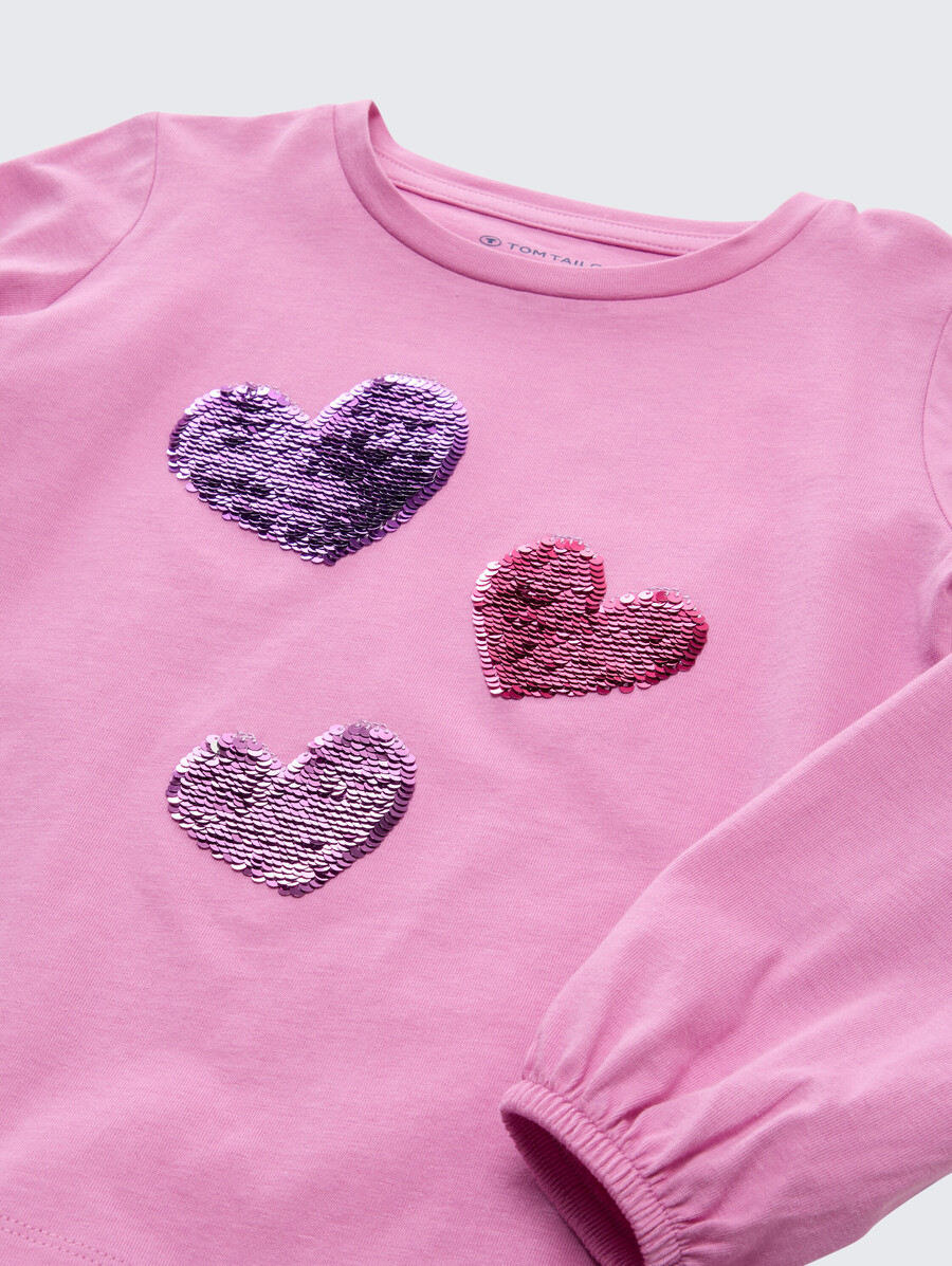 chemise à manches longues à sequins réversibles