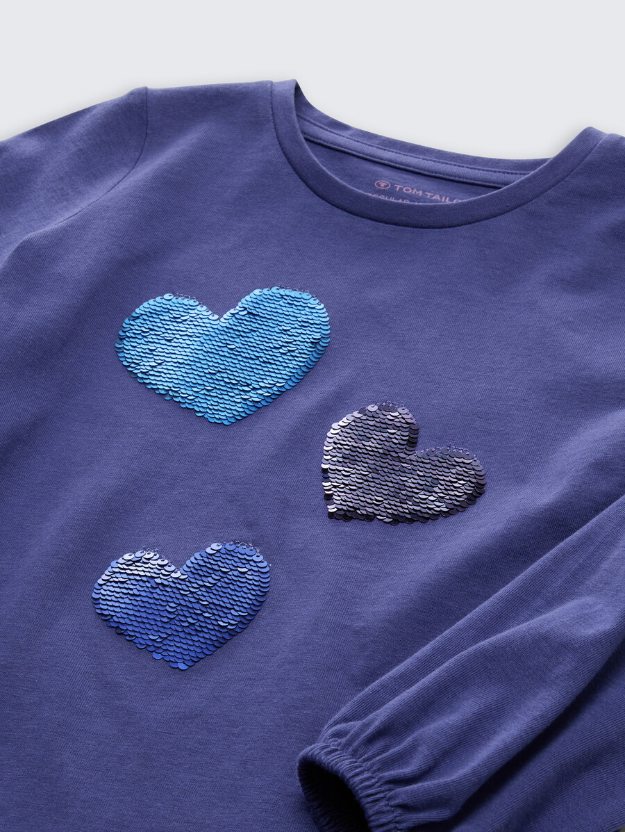 chemise à manches longues à sequins réversibles