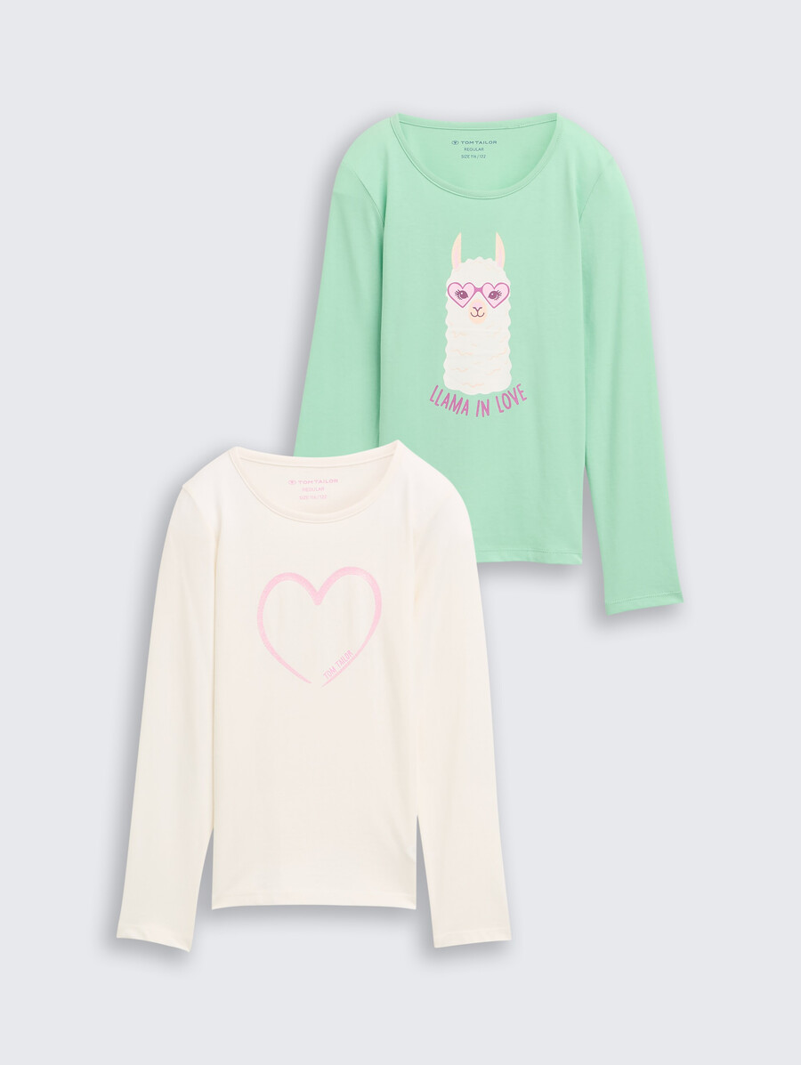 lot de 2 t-shirts à manches longues imprimés
