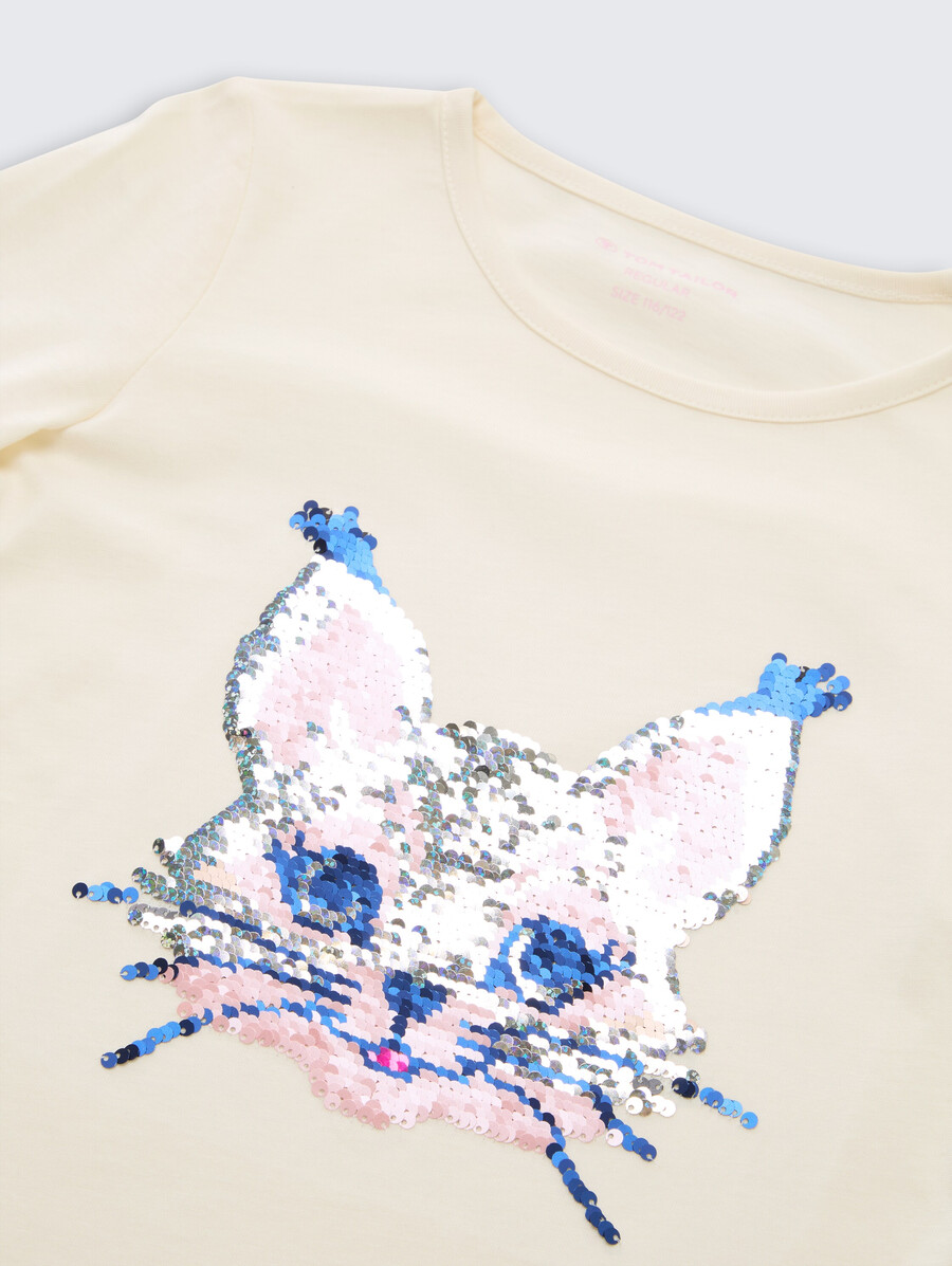 chemise à manches longues à sequins réversibles