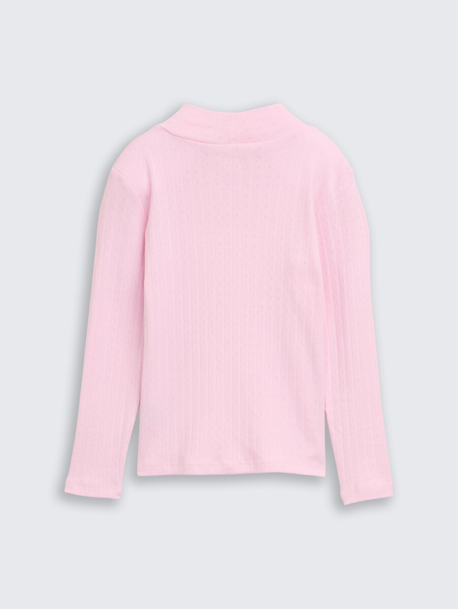 chemise à manches longues en maille ajourée avec col roulé