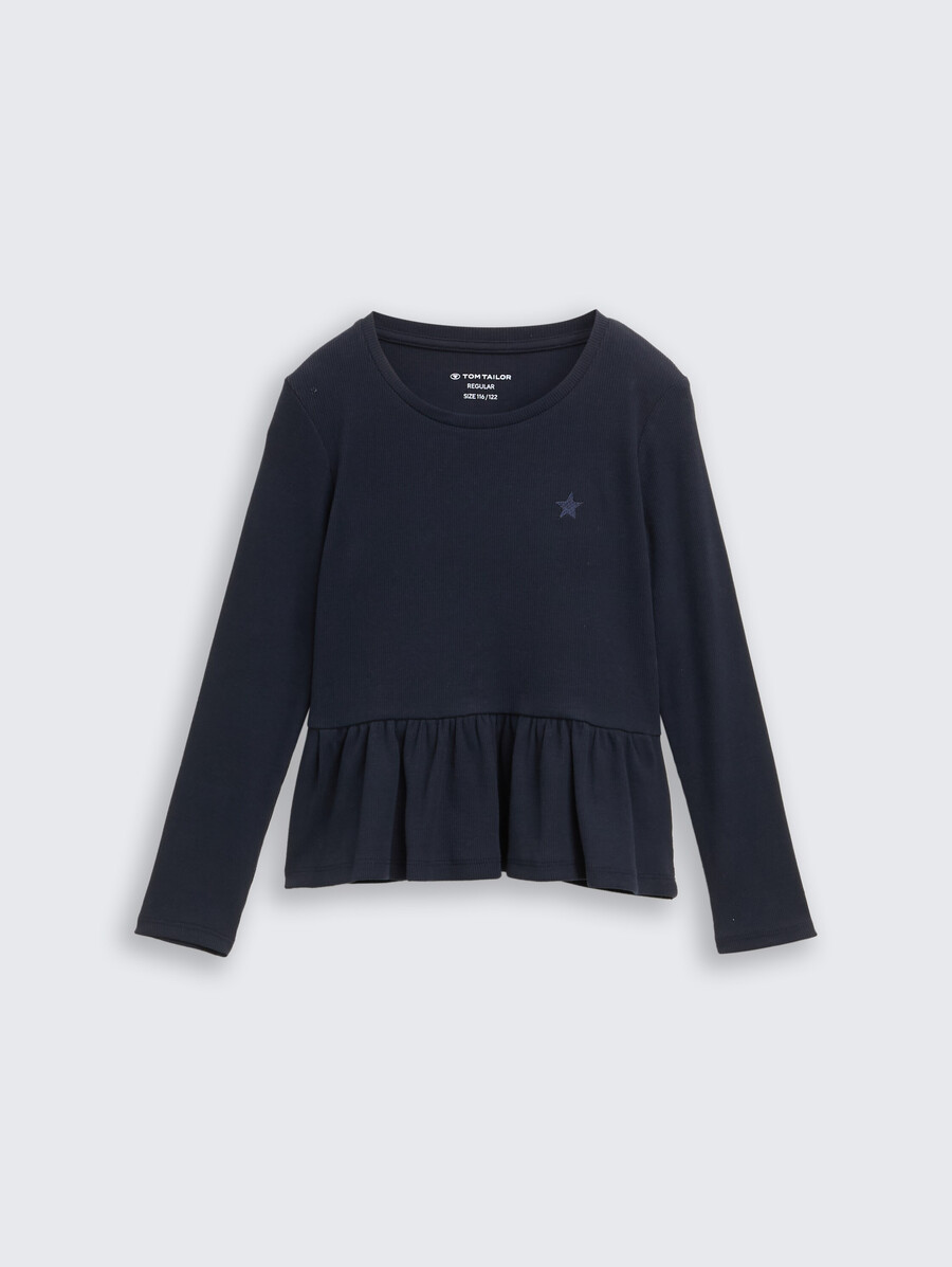 chemise côtelée à manches longues avec broderie