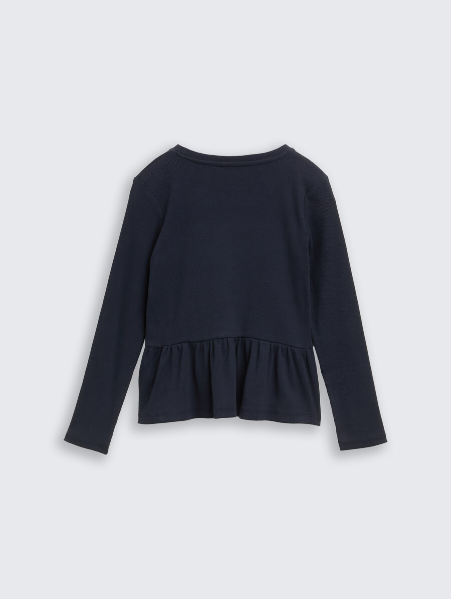 chemise côtelée à manches longues avec broderie
