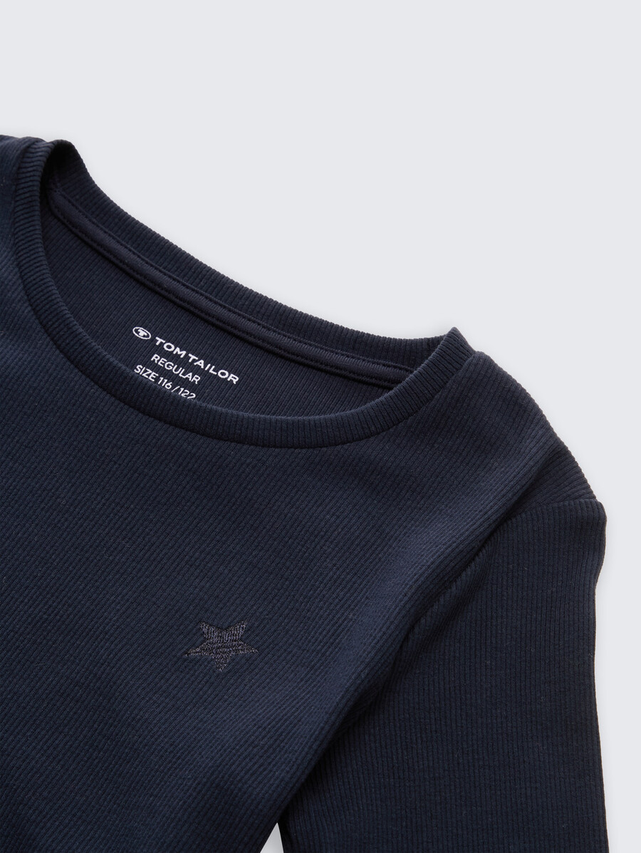 chemise côtelée à manches longues avec broderie