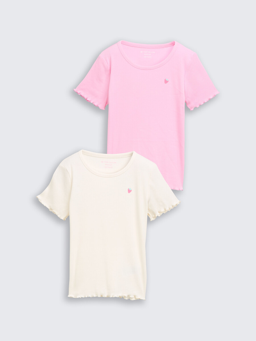 lot de 2 t-shirts côtelés imprimés