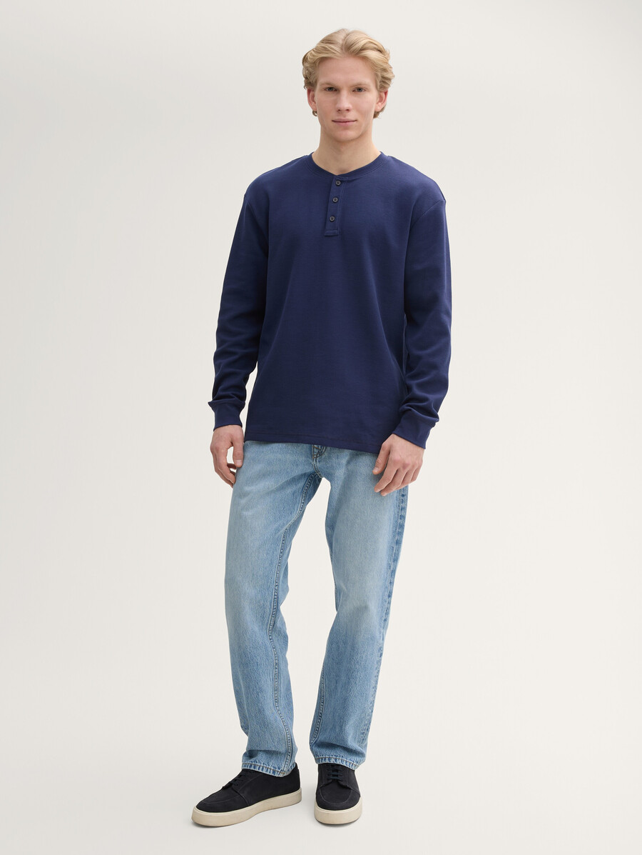 chemise henley à manches longues coupe décontractée