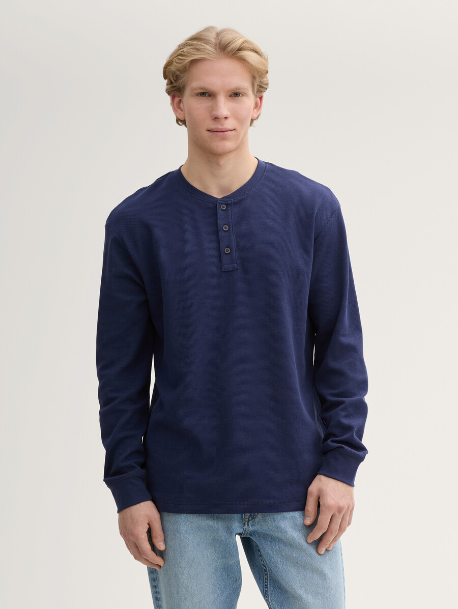 chemise henley à manches longues coupe décontractée