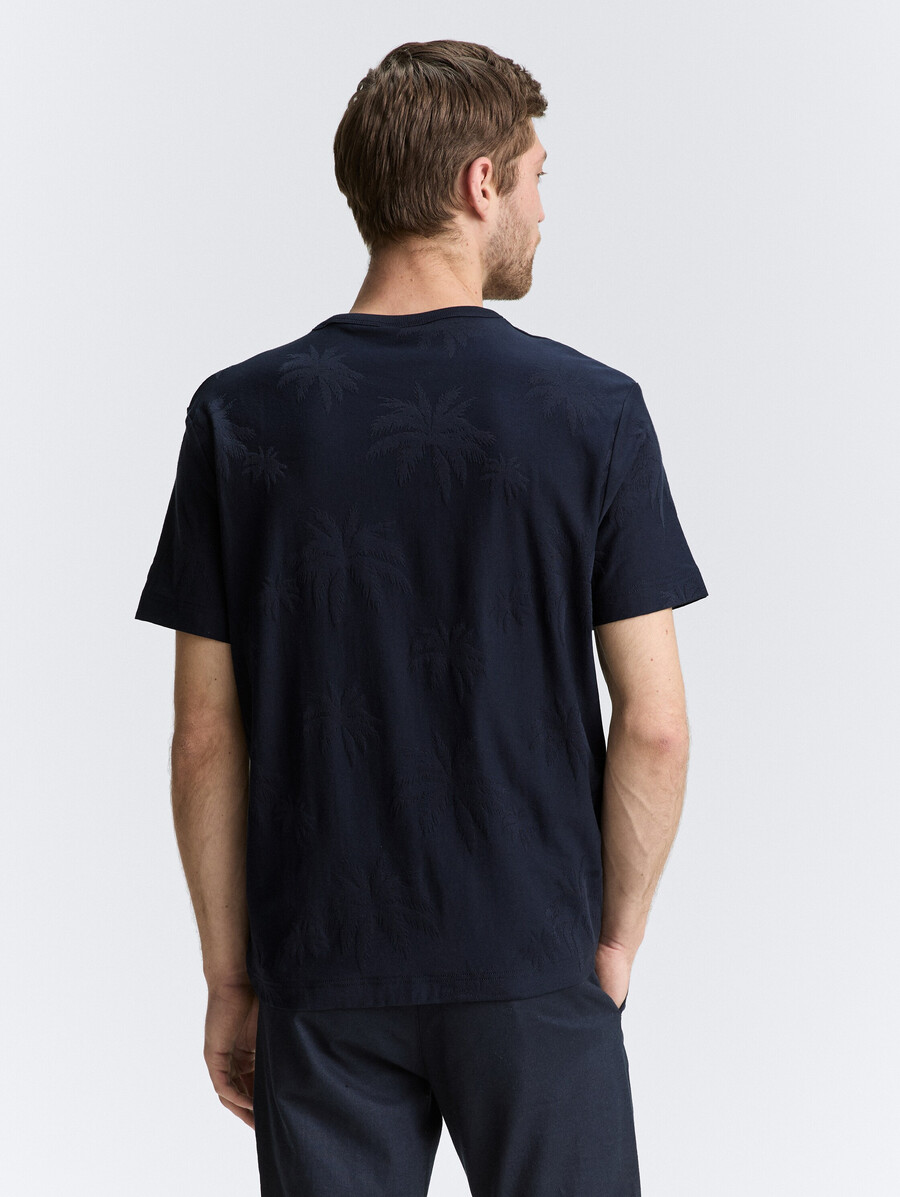 t-shirt jacquard à motif de palmier