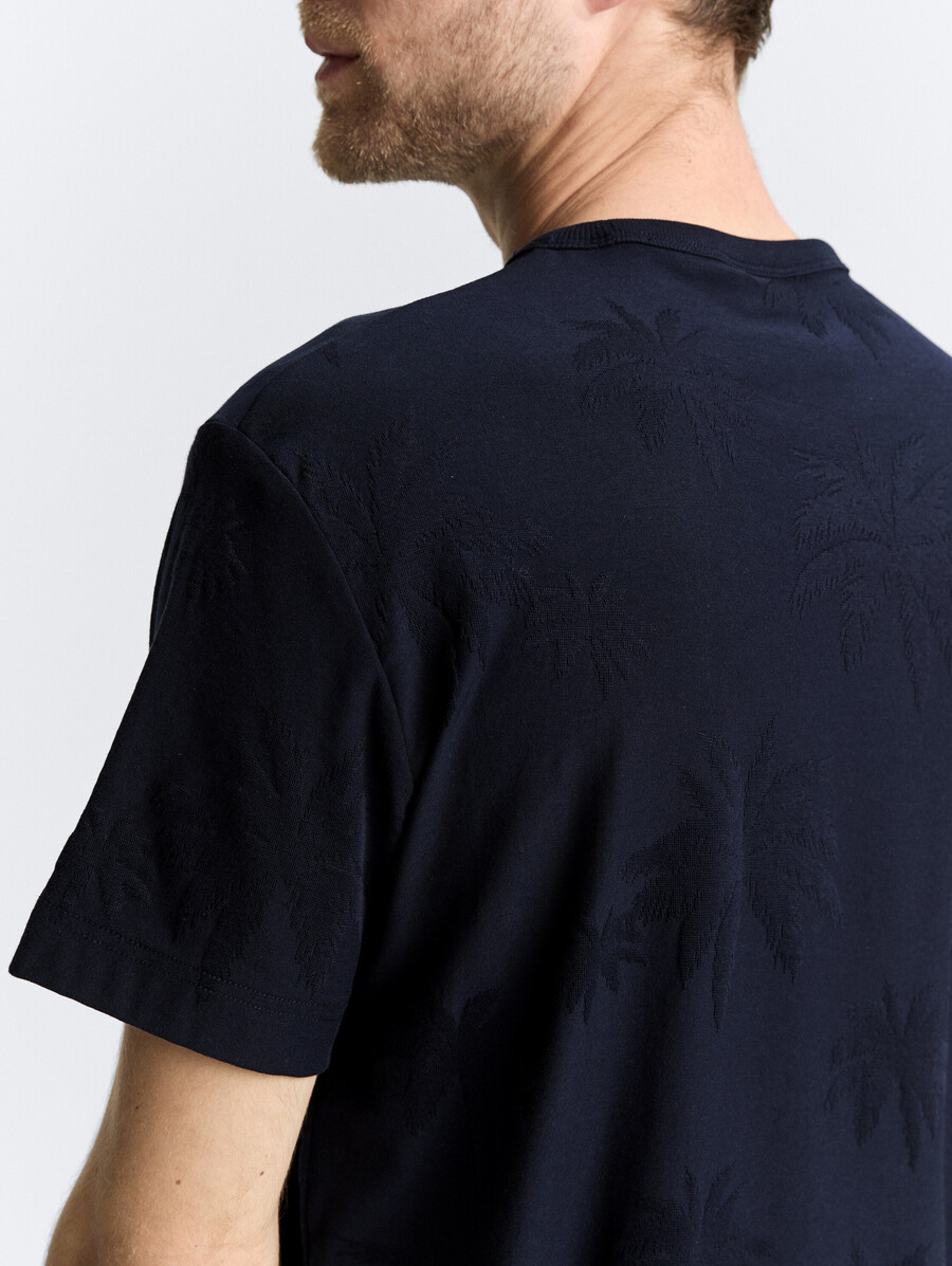 t-shirt jacquard à motif de palmier