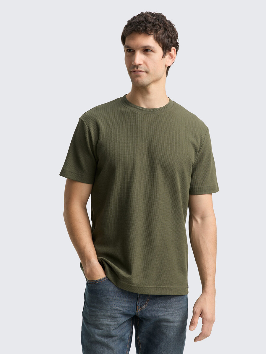 t-shirt à texture gaufrée
