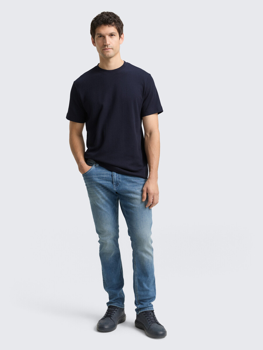 t-shirt à texture gaufrée