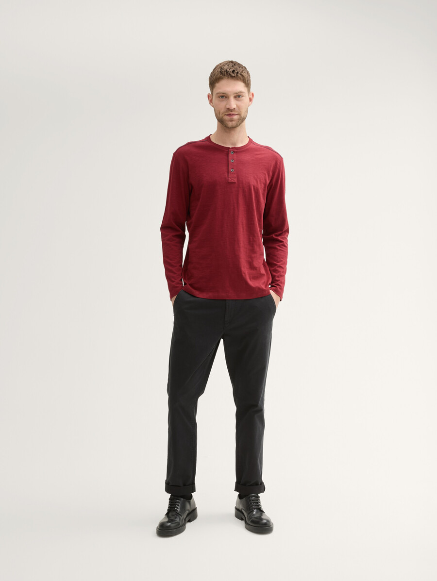 chemise henley en coton à manches longues