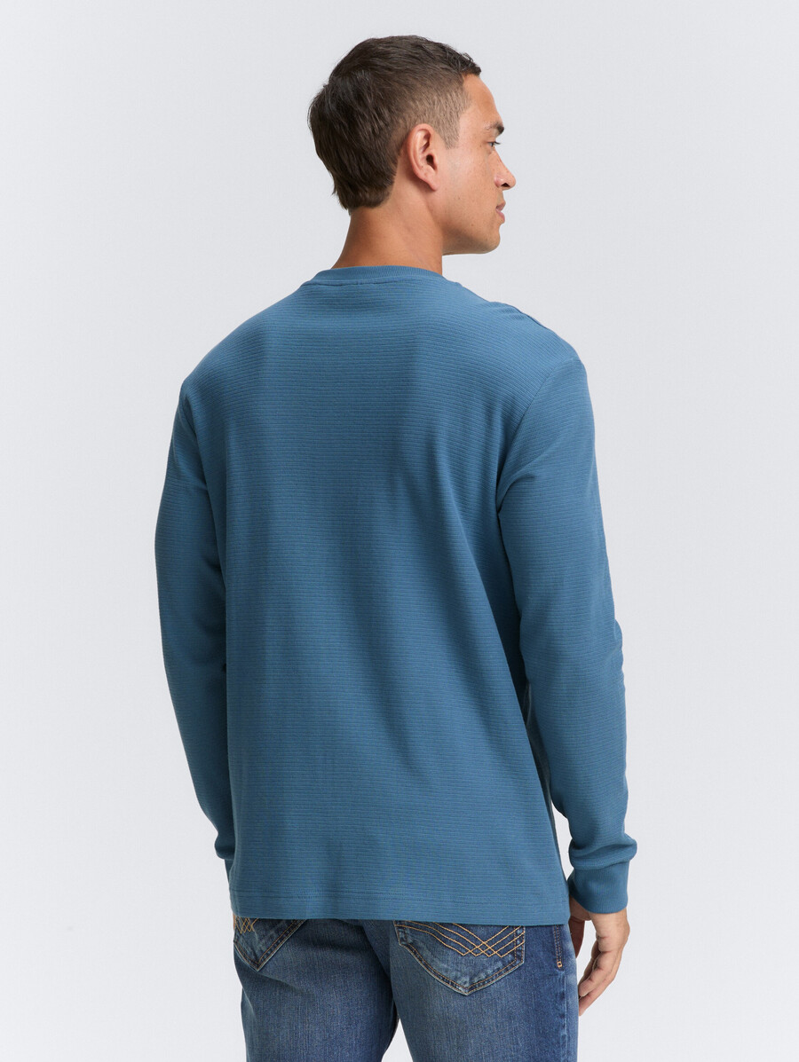 chemise henley côtelée à manches longues avec poche poitrine