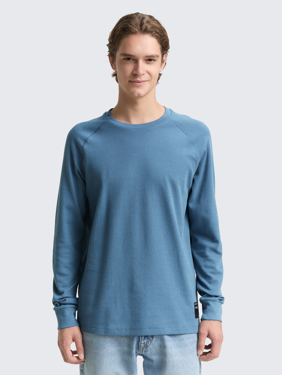 chemise à manches longues à texture gaufrée