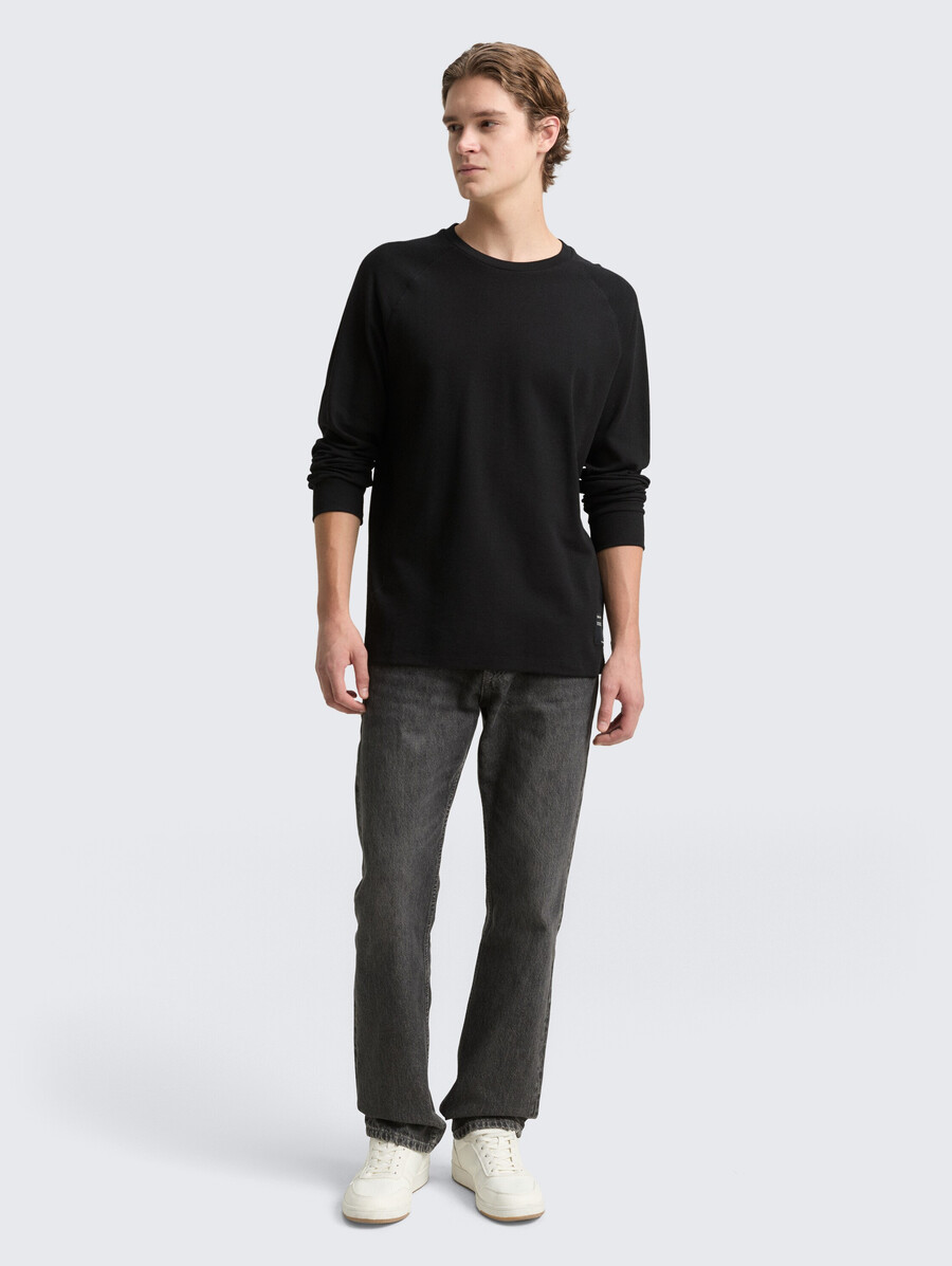 chemise à manches longues à texture gaufrée