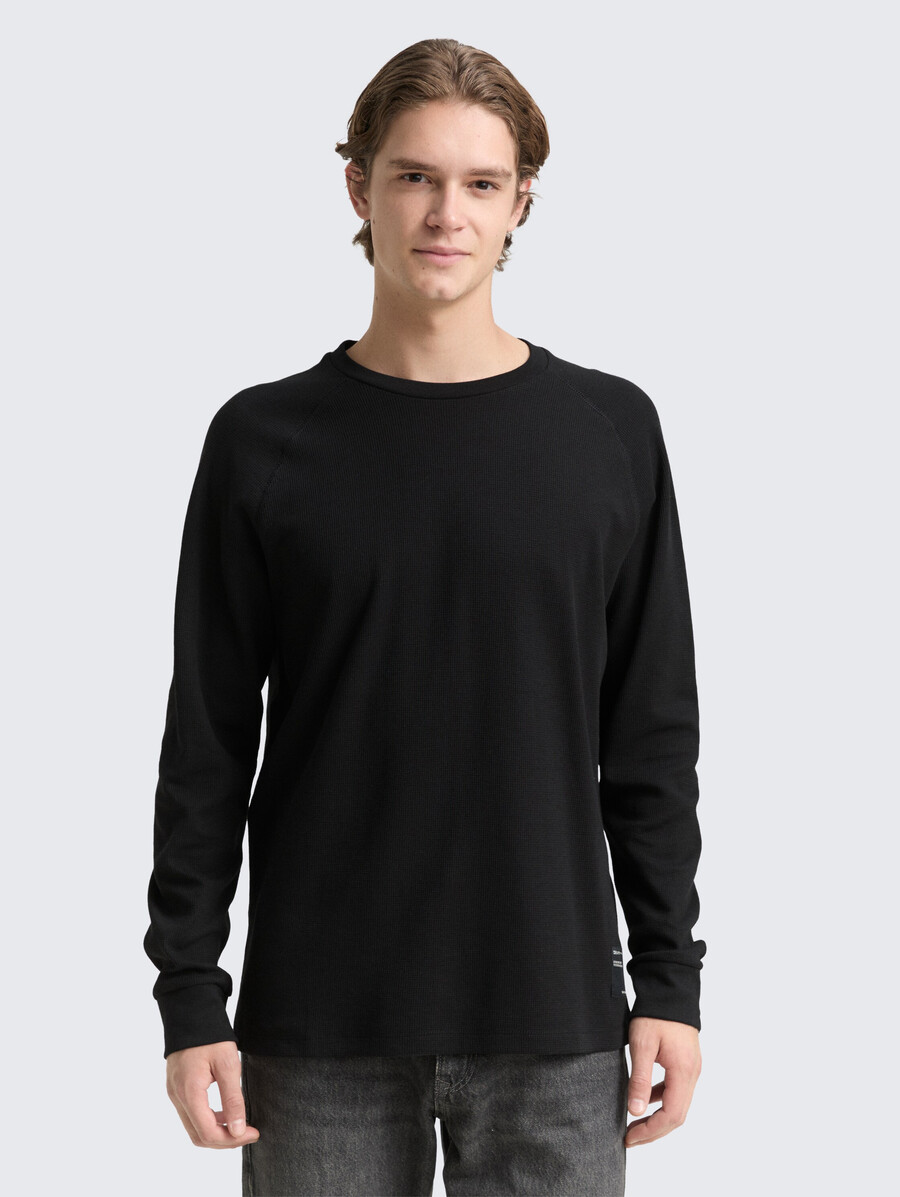 chemise à manches longues à texture gaufrée