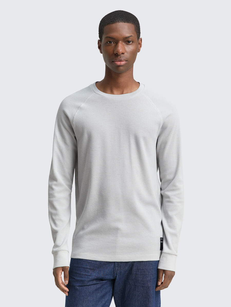 chemise à manches longues à texture gaufrée