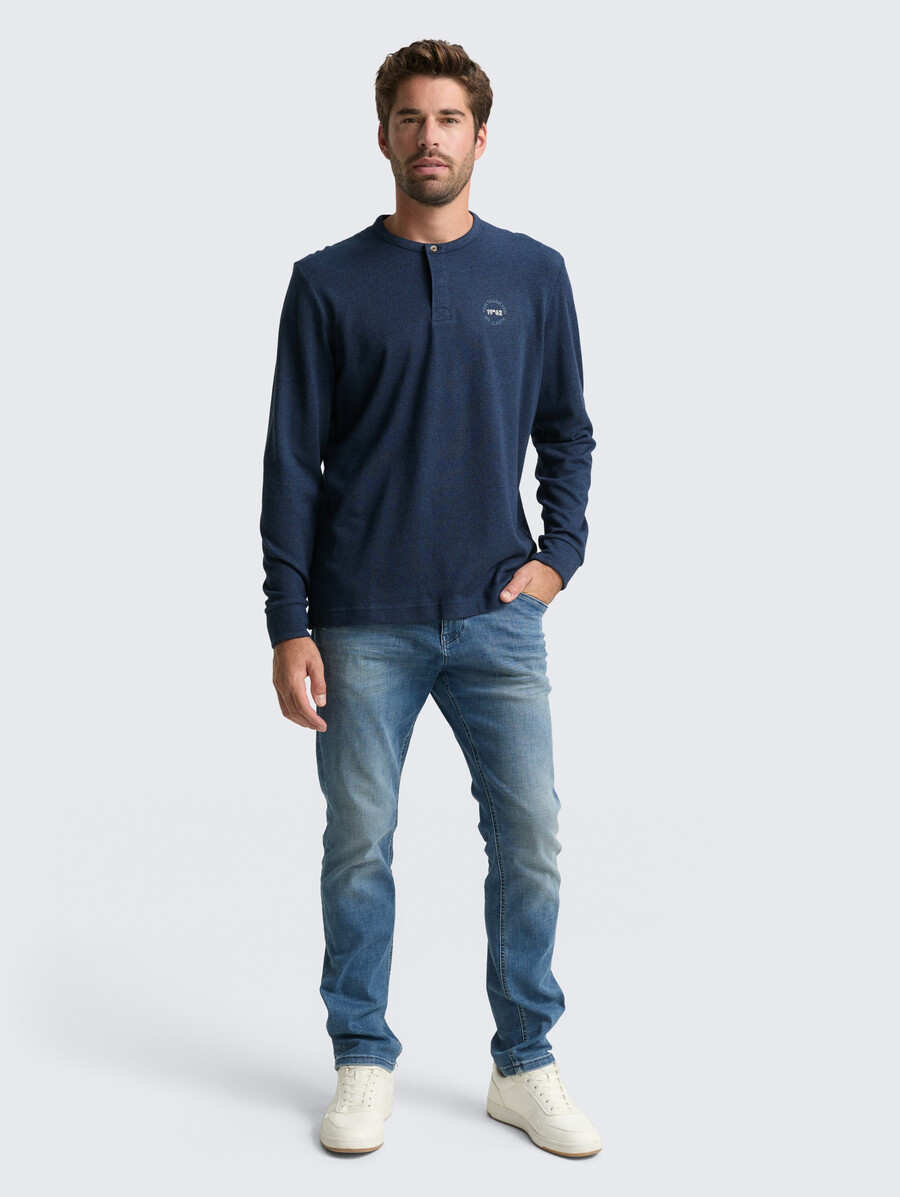 chemise henley en coton à manches longues