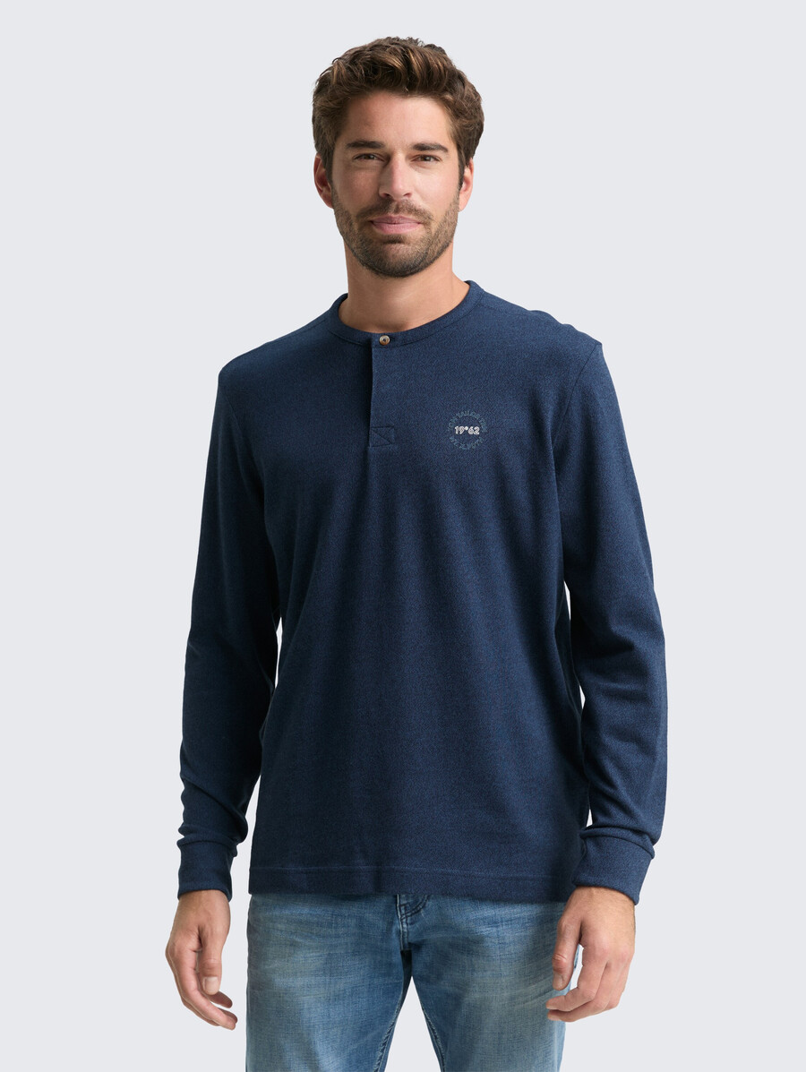 chemise henley en coton à manches longues