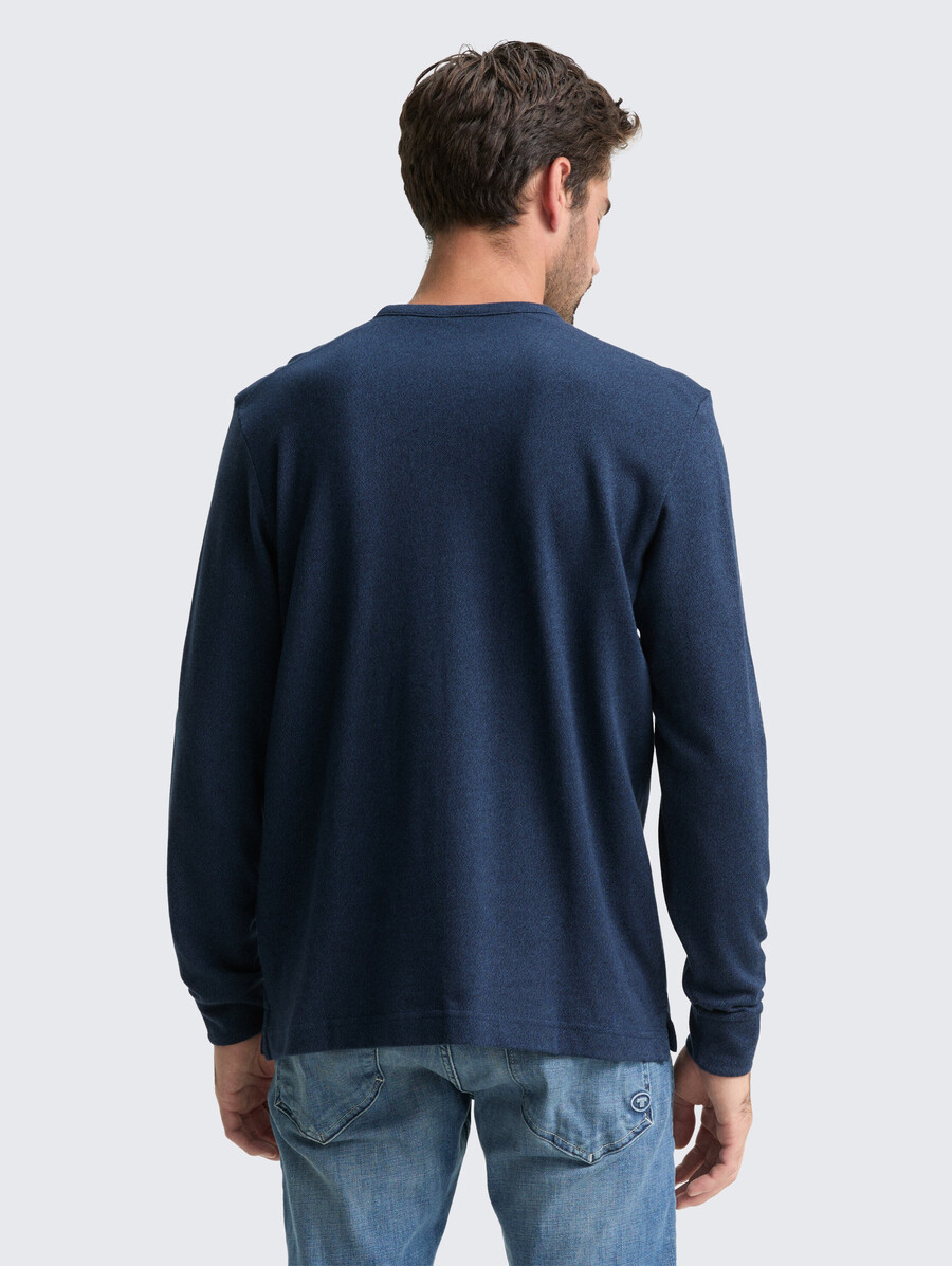 chemise henley en coton à manches longues