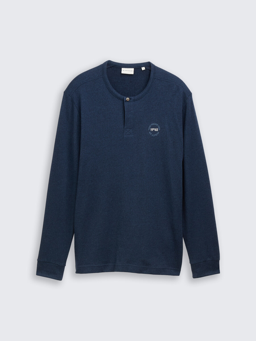 chemise henley en coton à manches longues