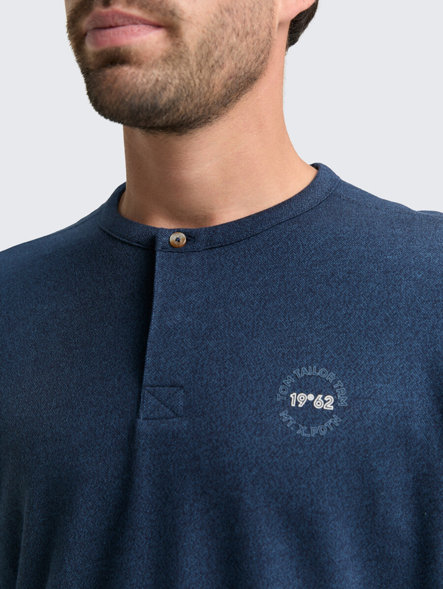 chemise henley en coton à manches longues