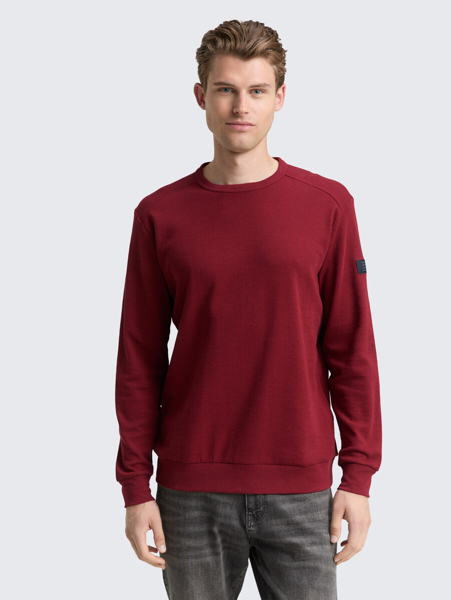 chemise à manches longues à texture gaufrée