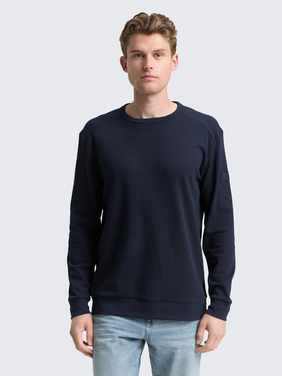 chemise à manches longues à texture gaufrée
