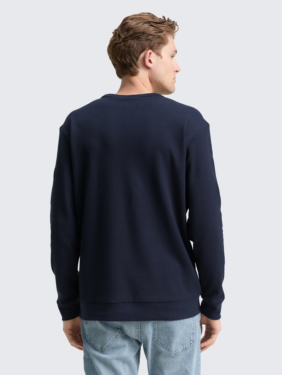 chemise à manches longues à texture gaufrée