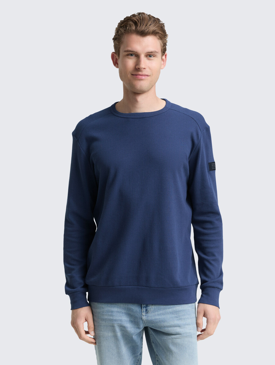 chemise à manches longues à texture gaufrée