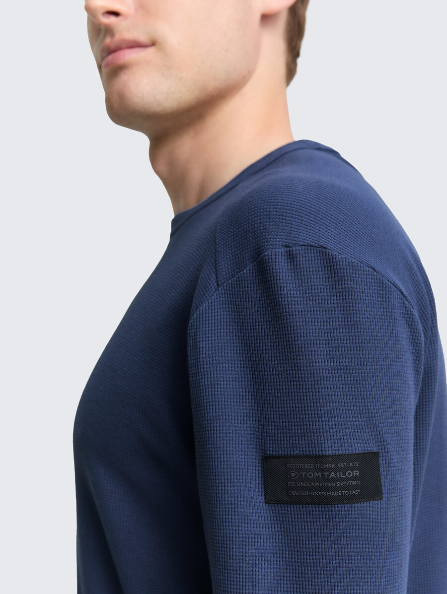 chemise à manches longues à texture gaufrée