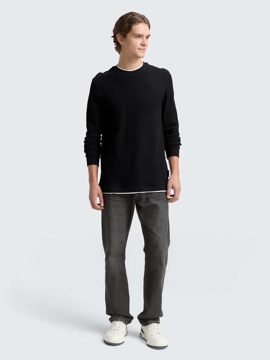 chemise à manches longues au look 2 en 1