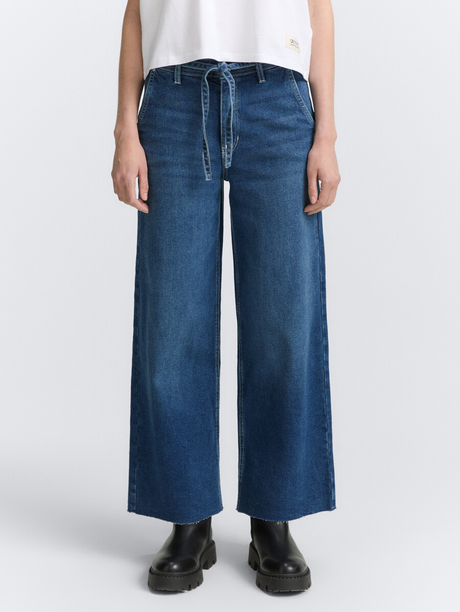 ttmija jupe-culotte en jean avec ceinture