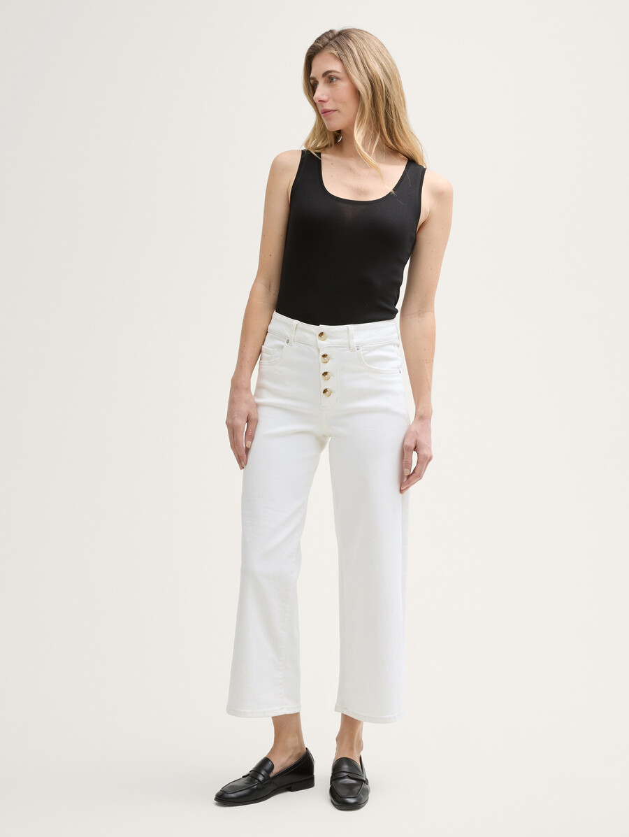jean culotte à patte de boutonnage