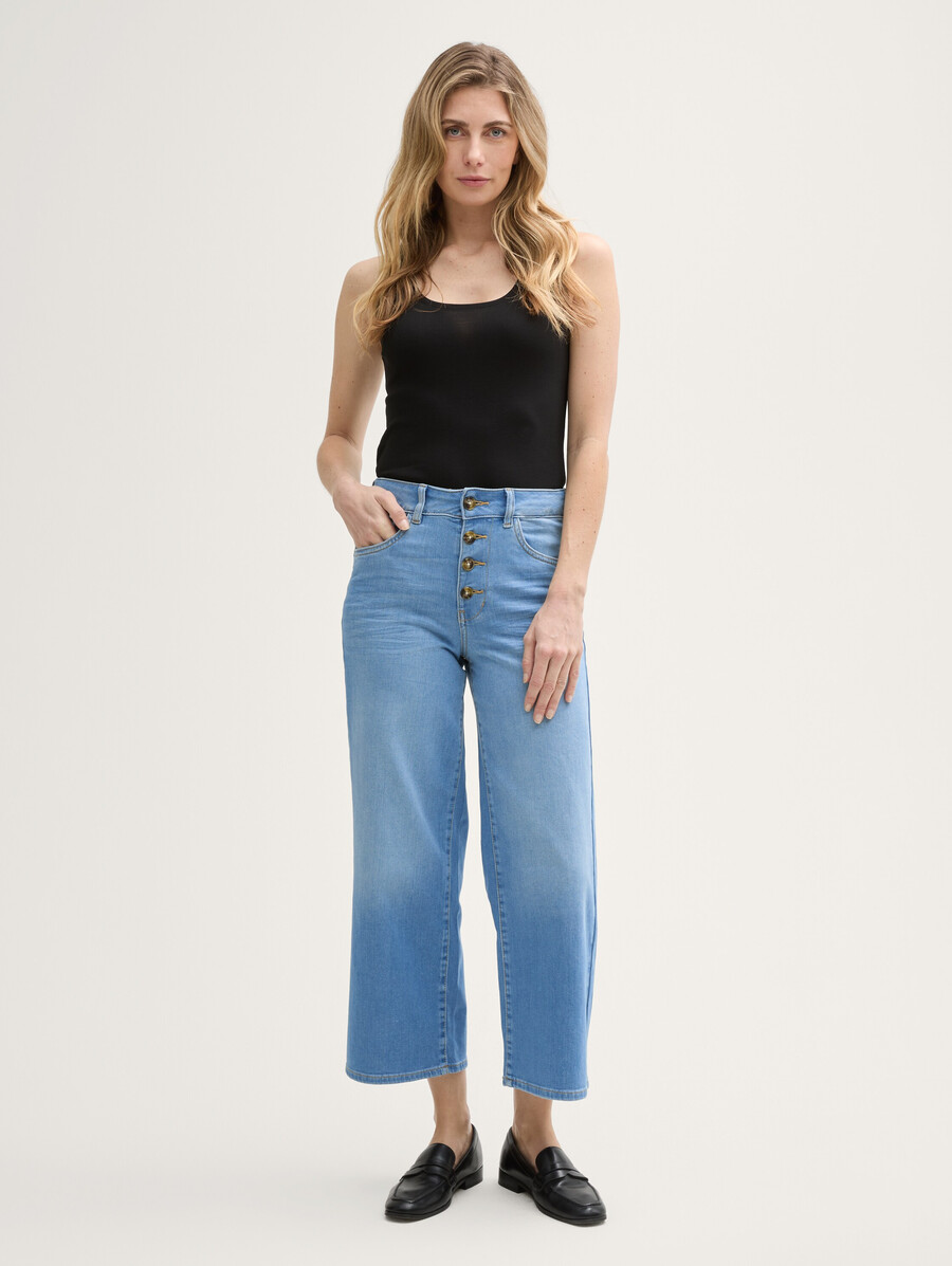 jean culotte à patte de boutonnage