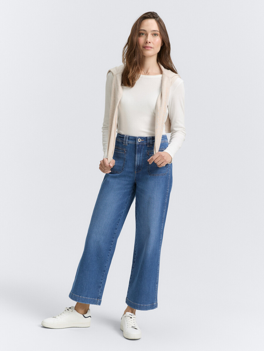 jean culotte à patte de boutonnage