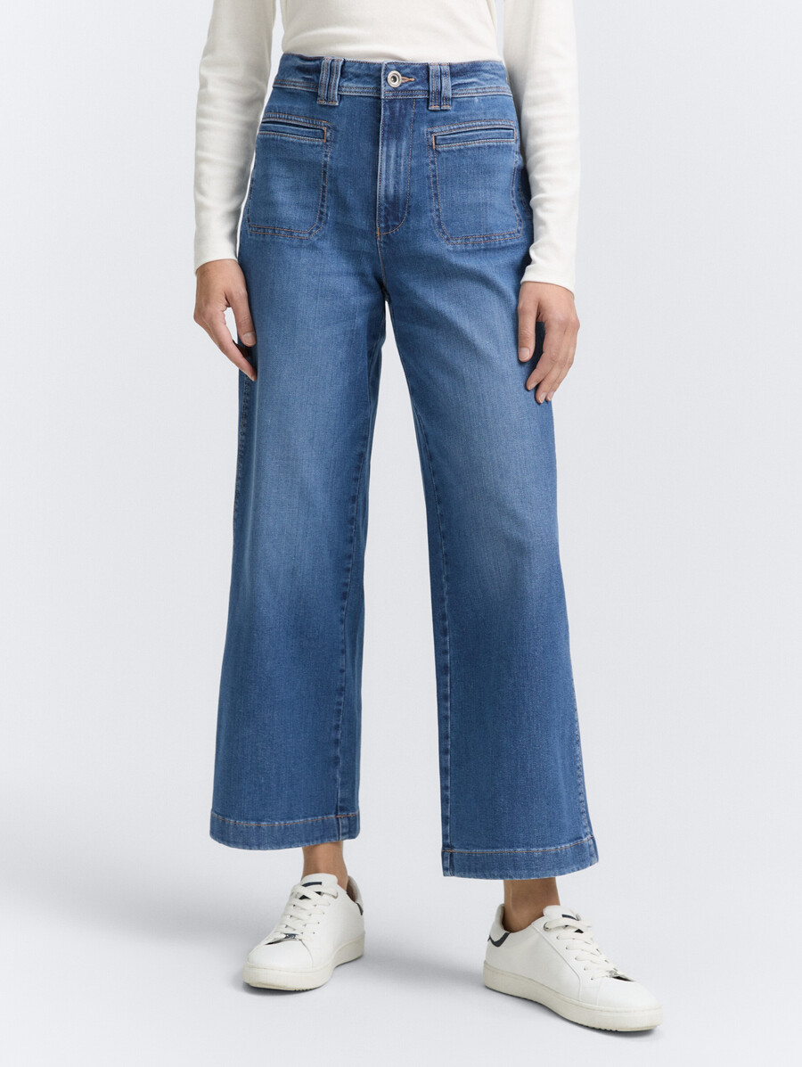 jean culotte à patte de boutonnage