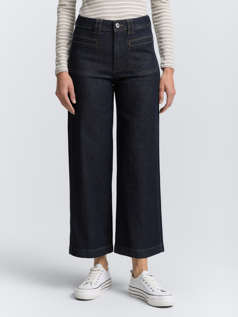 jean culotte à patte de boutonnage