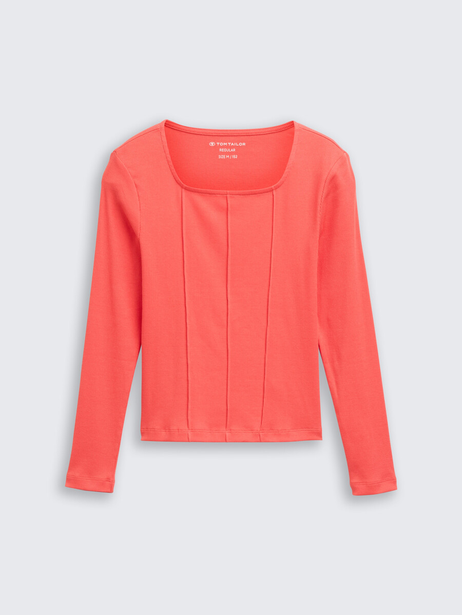 chemise côtelée à manches longues et encolure carrée