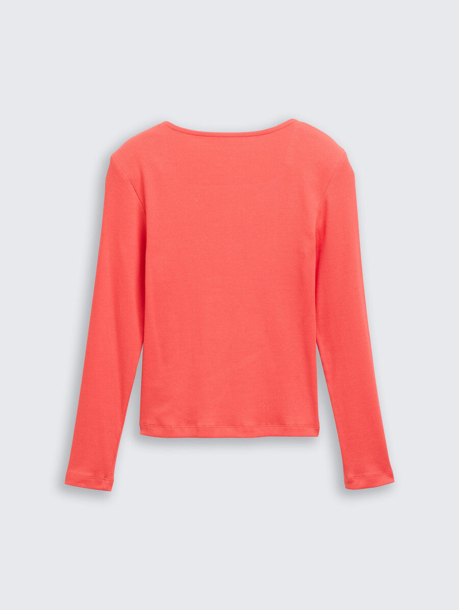 chemise côtelée à manches longues et encolure carrée